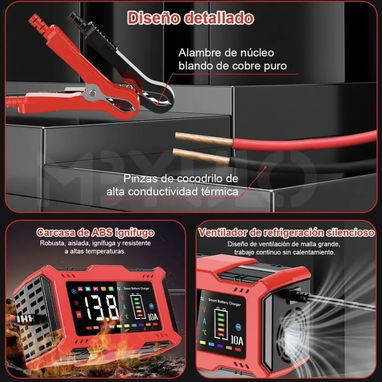 Cargador de baterias 12v 10a inteligente para auto - 6/9