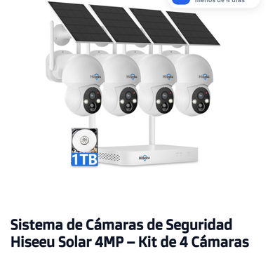 🔒 Sistema de Cámaras de Seguridad Hiseeu Solar 4MP – Kit de 4 Cámaras 🌐 - 2/2