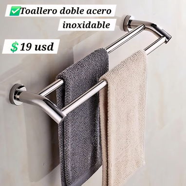 Toalleros sencillos y dobles y portapapeles para el baño - 2/6
