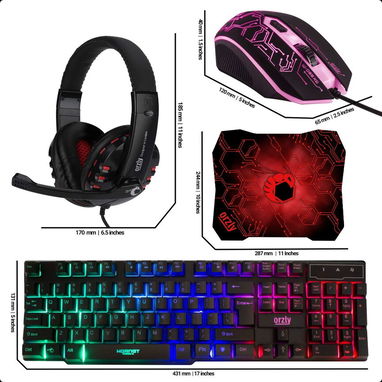(X) Orzly Hornet RX-250 Combo Gamer 4 en 1 Teclado RGB + Mouse Gaming + Auriculares con Micrófono + Alfombrilla - Img 126472431