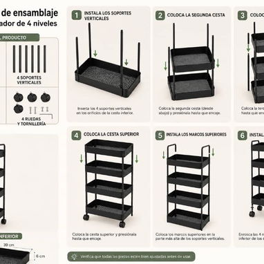 Carrito Organizador Metálico de 4 Niveles (cv) - Img 124215604