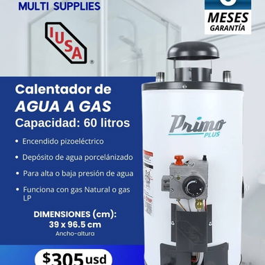 Calentador de agua a gas Primo Plus 40, 60 y 80 litros - Img 117829133