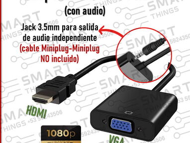 2 Adaptador HDMI a VGA/ Cable HDMI a VGA/ Adaptador HDMI/ adaptador HDMI para VGA/Adaptador HDMI convertidores HDMI a VG - Img main-image