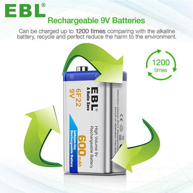 🔋​ BATERIAS RECARGABLES 9 VOLT 🔋​ MARCA EBL® 🔋 CALIDAD 🔋 LA MEJOR 🔋 600mAh 🔋 - 5.887.23.60 - Img 81984063