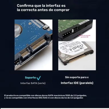 🔌 Cable Adaptador SATA a USB 3.0 / USB‑C – HDD y SSD 2.5" Color: Negro - Img 126136813