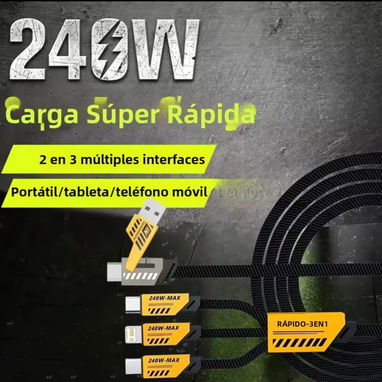 3 en 1 cable carga rápida y datos /iPhone, iPad, USB, tipo C, ... - Img 119502707