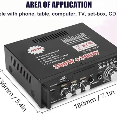 AMPLIFICADOR DE AUDIO BT ESTEREO 300W x 2 CANALES NUEVO EN CAJA - Img 89910480