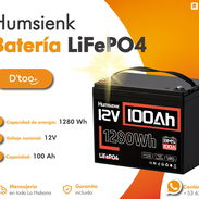 🔅Batería Humsienk LiFePO4 12V 100Ah Group 24 1280Wh-energía de respaldo-para apagones🔅 - Img 57466788