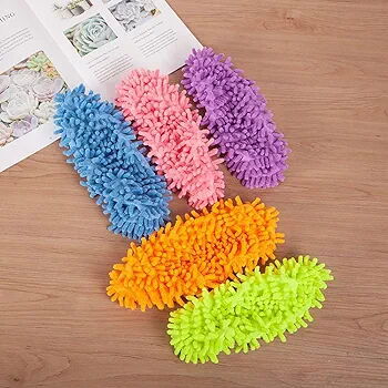 Pantuflas de microfibra para limpieza de piso. Para poner en los pies y adelantar... - 2/4
