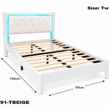 Cama con cabecero con luces led tamaño TWIN - 2/2