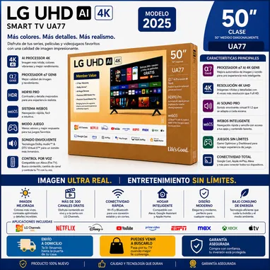 LG de 43” - 75” pulgadas 4K UHD con AI inteligencia artificial y procesador a7Gen8 incorporad ( Modelos :2025 )Smart TV - Img 123329183