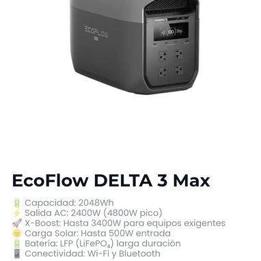 ECOFLOW DELTA 3 CLASSIC, PANELES, INVERSOR, GENERADOR Y BATERÍA LITHIUM. GARANTÍA, PAGOS (ZELLE, CUP, USD) TIENDA FISICA - 5/19