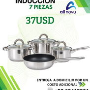 Juegos de calderos de 7 piezas( sirven para cocinas de inducción, gas, infrarrojas, eléctricas). Excelente calidad - Img 58275433