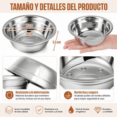 COMEDERO Plateado de Acero Inoxidable - 2/4