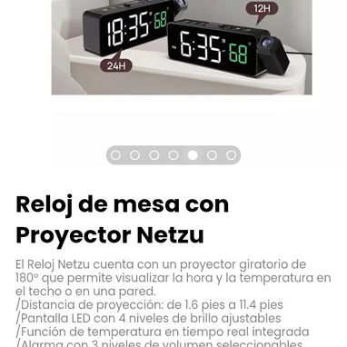 Reloj de mesa con Proyector Netzu. Proyector giratorio de 180° que permite visualizar la hora y la temperatura - Img 123840806