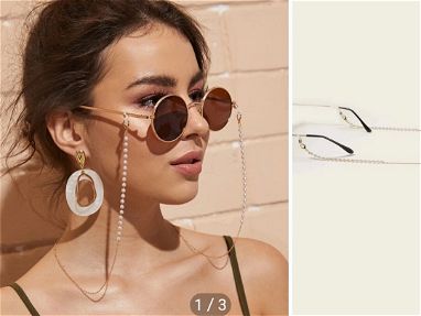 Cadena de gafas metálica dorada con perlas artificiales solo en Pava’s shop - Img main-image-45634754