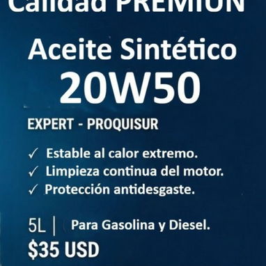 🚨 Aceite Sintético EXPERT 20W50 SYNT (5L) - Para Clima Cubano -. - 2/2