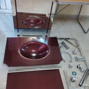 Mueble de baño de cristal con espejo,mezcladora,cita y herrajes,  todos sus accesorios - Img 56926537