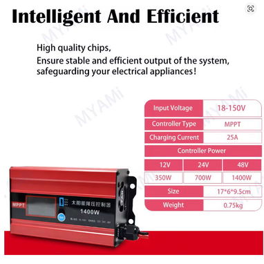 Controladora MPPT Controller 1400W 12V / 24V / 48V - 3/4