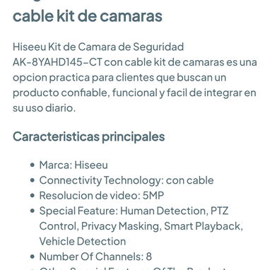 Hiseeu -  Kit de 8 cámaras de seguridad AK-8YAHD145 con cable 🌐 - 4/6