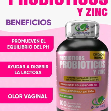 **Cápsulas de suplemento Prebióticos Probiotico y Zinc - Vaginales - 100u (2 al día)** - Img 127578931