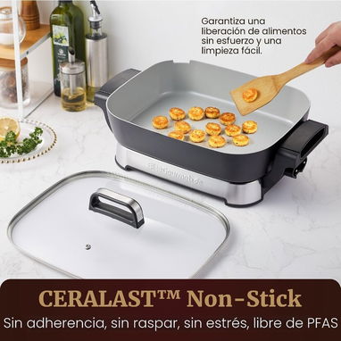 Sartén Eléctrico de Cerámica Elite Gourmet 1500W (Plegable / Stow-Away) - 3/7