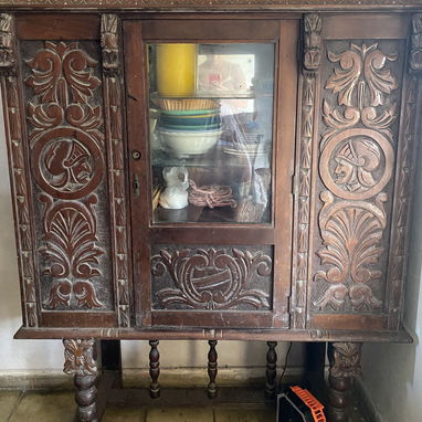 Vitrina y estante antiguo de uso de madera antigua !!!! - 2/2