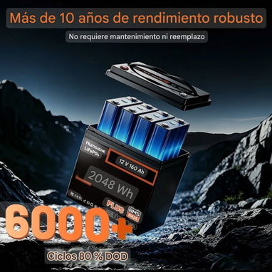 Batería LiFePO4 12V 160Ah Group 24 2048Wh Bluetooth Para Respaldo En Casa - 8/9