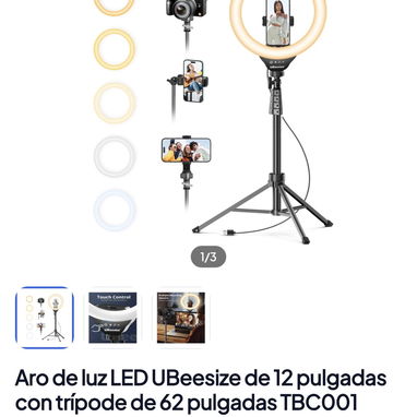 Aro de luz LED UBeesize de 12 pulgadas con trípode de 62 pulgadas TBCOO1 - 4/4