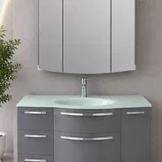 SET DE BAÑO: Encimera + Lavamanos + Llave mezcladora con aditamentos + mueble con gavetas + espejo triple tipo botiquín - Img 56908697
