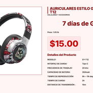 SY-T12 Grafiti: Audífonos Bluetooth con Carga Rápida Tipo C por $15.00 VPT#-0027 - Img 55424717