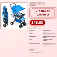 Cochecito De Bebe Ligero TC-0012 Azul Estructura De Paseo VPT-0141 - Img 57969462