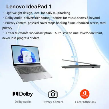 💻 Lenovo IdeaPad 1 15.6" FHD (Intel 13th Gen) Intel Core i5 RAM: 8GB DDR4 256GB SSD NVMe Incluye enfriador portátil - 2/6