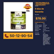 PINTURA ESMALTE AL AGUA ECOLÓGICO E01 COLOR BLANCO VPT# -0032 - Img 56243265