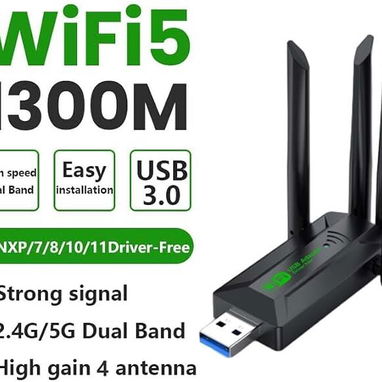 Adaptador WiFi USB de Alta Potencia 1300 Mbps.DISPONIBLE - 3/4