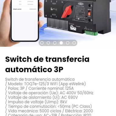 Switch de transfercia automático 3P. Modelo: TOQ7e-125/3 WiFi (App eWelink) - Img 120876377