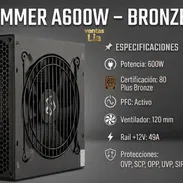 Fuente Hummer 600w 80 Plus Bronze - Img 54468155