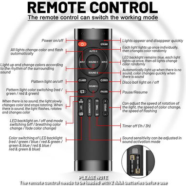 Luz de Discoteca LED RGB OIEZISRO con Control Remoto y Sensor de Música para Fiestas - Img 123617621