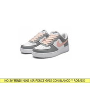 NO.36 TENIS NIKE AIR FORCE GRIS CON BLANCO Y ROSADO - Img 55758971