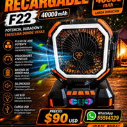 VENTILADOR RECARGABLE PORTÁTIL F22 CON LUZ LED 40000mAh, ENTREGA DE FACTURA, VARIEDAD DE VENTILADORES RECARGABLES - Img 56939920