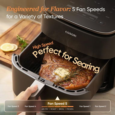 Freidora de aire COSORI (9 en 1) 6Qt 1725W (110V/60Hz) Tecnología Turbo Blaze, revestimiento cerámico premium, 90°-450°F - Img 125245635