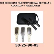 SET DE COCINA MULTIFUNCIONAL DE TABLA + CUCHILLO + RALLADORES - Img 55729388