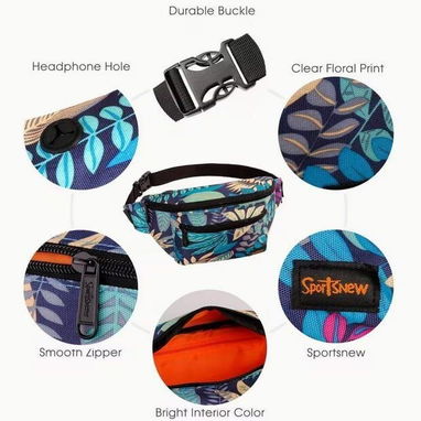 👜 Riñonera / Cangurera Ajustable Multibolsillo (Negro Floreado) - Img 119464668