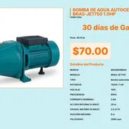 Bomba Autocebante BRAS-JET750 1.0HP 60Hz 2.6A, Bomba de Agua Autocebante 1HP 3.5m³/h BRAS-JET750 VPT#-0481 - Img 55554194