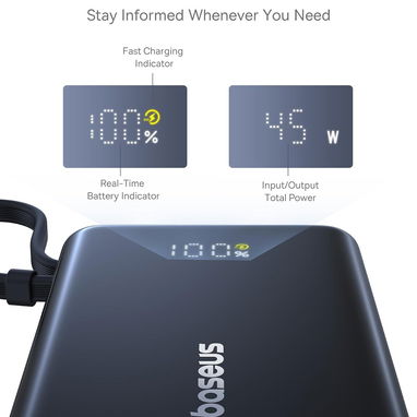 POWER BANK BASEUS PICOGO 10000MAH 45W USB-C CABLE INTEGRADO ENVÍO DISPONIBLE + GARANTÍA - 7/9