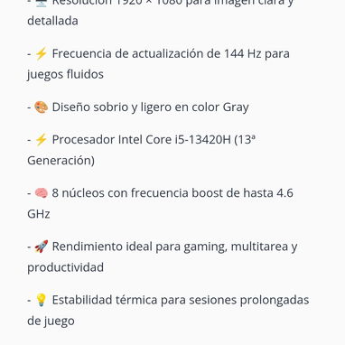 Laptop MSI Thin 15 Gaming 15.6" FHD 144Hz Core i5-13420H RTX 3050 16GB 512GB SSD (Modelo: Thin 15 B13UC-1000US) Gris 🔶 - 7/8