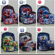 Combos de 3 piezas. Mochilas, merendero térmico y cartuchera temática spider Man, capitán América y súper man - Img 56977447