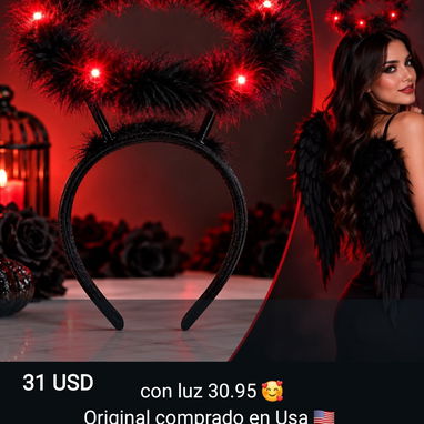 🎃✨Halo de ángel (cintillo) para mujer en tono blanco y negro con luces LED🎃Disfraz Haloween  ✨ - 2/2