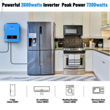 Inversor y Cargador Solar SUMRY, 3600W CC 24V a CA 110V Convertidor de Voltaje Híbrido con Controlador de Carga MPPT de - Img 124544479