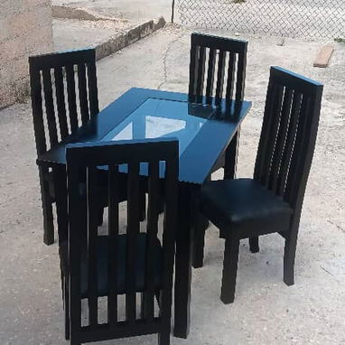 Juegos de Comedor de Madera Sólida y Cristal (Mesa + Sillas) - Img 119207855